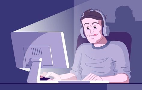 Night Cartoon, Computer Drawing, Play Computer Games, Computer Vector, Game 2d, Storyboard Illustration, Flat Vector Illustration, Play Game Online, Computer Animation