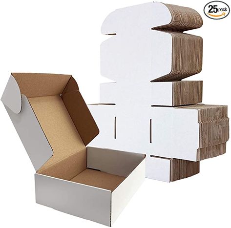 Amazon.com: RLAVBL Small Shipping Boxes 7x5x2 White Corrugated Cardboard Box, 25 Packs : Everything Else Gift Box Template Free, Packing Box Design, Diy Pantry Organization, Corrugated Packaging, Cardboard Cartons, Box Maker, Cardboard Shipping Boxes, Paper Box Template, Packaging Ideas Business
