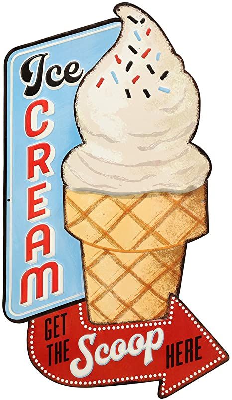 Man Cave, Ice Cream Shop Sign, Ice Cream Sign, Vintage Diner, Embossed Metal, Shop Sign, Ice Cream Shop, Open Road, Diner