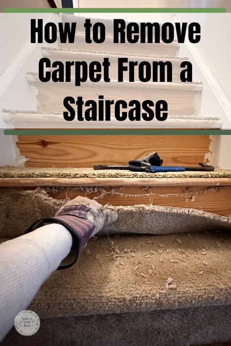 How to remove carpet from stairs How To Take Carpet Off Of Stairs, Stair Remodel Diy Removing Carpet, Removing Old Carpet, Remove Stair Carpet, Taking Carpet Off Stairs, How To Rip Up Carpet Diy, Clean Stairs Carpet, Diy Stair Runner Cheap, Redoing Stairs Diy Removing Carpet