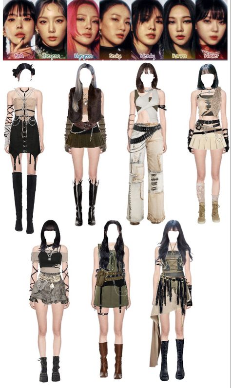 It Inspired Outfits, Got Stamp On It, Kpop Stage Outfits Polyvore, Kpop Shifting, Bff Matching Outfits, Indoor Plant Styling, Plant Styling, Egirl Fashion, Group Outfits