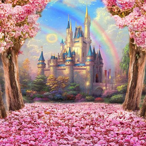 Fairytale princess castle birthday party backdrop. A wonderful cake table background or photo booth backdrop for a princess themed birthday celebration. afflink Disney Princess Backdrop, Disney Princess Background, Castle Birthday Party, Princess Backdrops, Castle Backdrop, Disney Princess Castle, Castle Party, Disney Princess Sofia, Castle Background