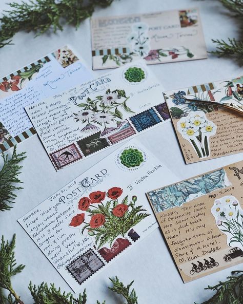 Some postcards that went out earlier this summer. 🌿 . . . . #dodgesanddaisies #snailmail #snailmailideas #mailart #outgoingmail #happymail… Vintage Postcard Art, Cart Postal Idea, Postcard Design Ideas Creative, Postcard Art Ideas, Diy Postcard Ideas, Post Card Ideas, Post Card Art, Postcard Inspiration, Postcard Letter