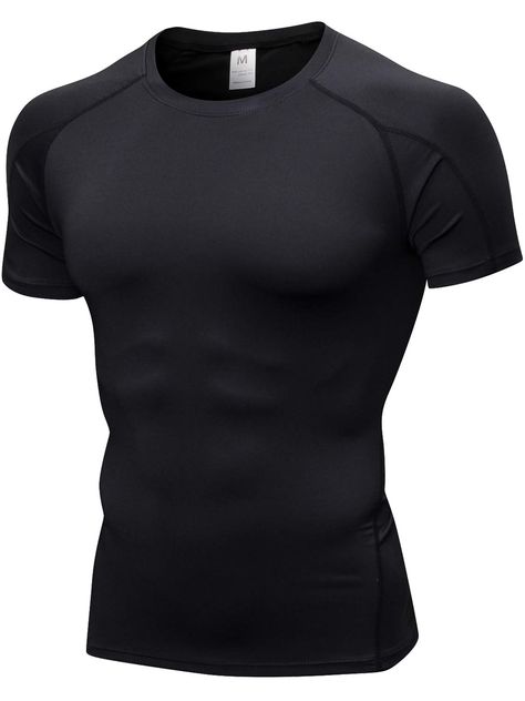 PRICES MAY VARY. HIGH-ELASTIC Short Sleeve Men's Cool Dry Compression Shirts Sports Baselayer Tops Pull On closure USUAL SIZE FOR COMPRESSION FIT. It is recommended friends who like the loose fit style choose a LARGER size than your regular one. ☀ Men's compression T-Shirts is made of 85% polyester and 15%spandex, soft against the skin and ultra-breathable, excellent elasticity with enhanced range of motion,great for all day wear, can machine washable, hand washable or dry cleaning. ☀ Men's spor Mens Fitted T Shirts, Guys In Compression Shirts, Compression Tshirt Men, Men's T-shirts, Sport Clothes Men, Compression Top Men, Workout T Shirts, Gym Shirts Mens, Compression Shirt Men
