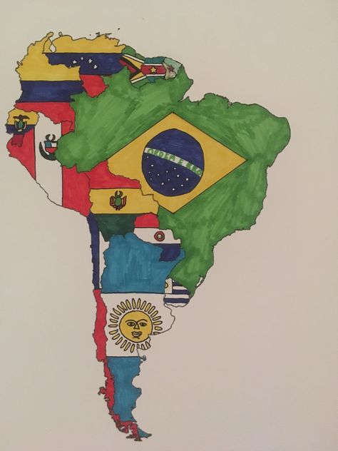 Map of South America by flags. Made be me. #Maps #InterestingMaps #Interesting Pronoun Chart, South America Flag, South America Travel Route, Mississippi Flag, Map Of South America, South America Travel Photography, South America Travel Itinerary, Maps Aesthetic, Arizona Restaurants