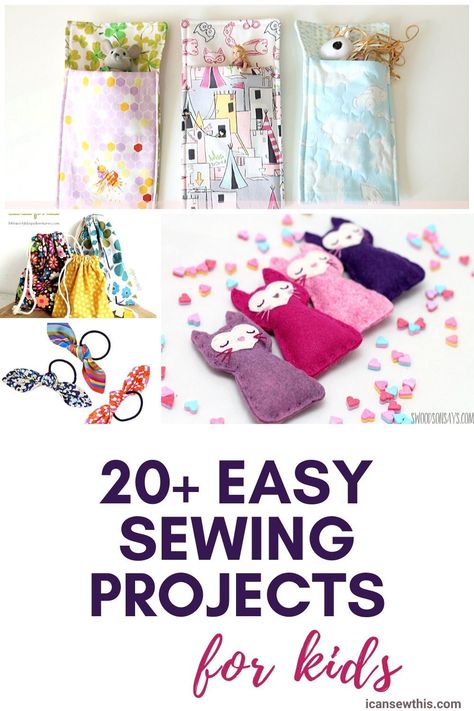 More than 20 easy sewing projects for kids, to keep them busy, entertained and learning. Sewing with your kids is fun and creates a sense of togetherness. Besides, you get to make cool stuff. If your kids want to learn how to sew, have a look at these ideas! #sewing #kids #ideas #projects #DIY #learntosew Couture, My First Sewing Project, Begginer Sewing Projects Simple, Teaching Sewing To Kids, Easy Kids Sewing Projects For Beginners, Kid Friendly Sewing Projects, Easy Sewing Crafts For Beginners, Easy Beginner Sewing Projects For Kids, Easy Sewing Machine Projects For Kids