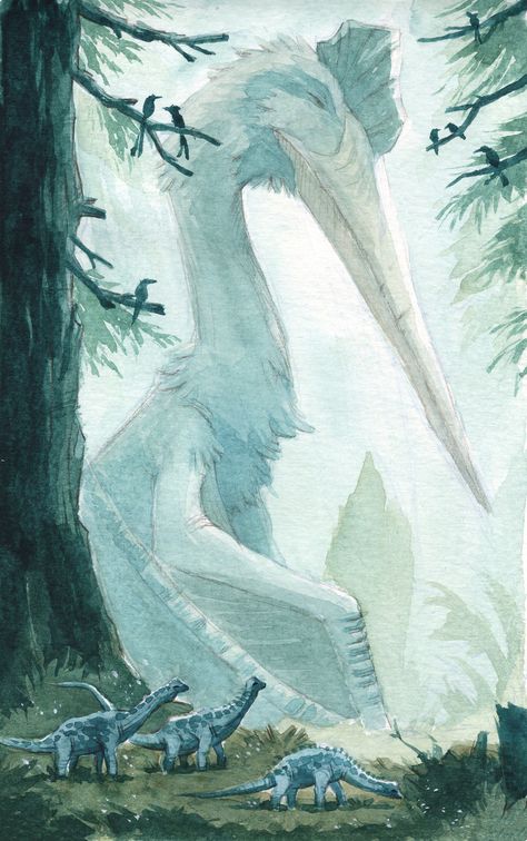 Prehistoric Creatures Art, Prehistoric Animals Art, Extinct Animals Art, Compy Dinosaur Art, Quetzalcoatlus Art, Fantasy Dinosaur Art, Pterosaur Art, Cute Dinosaur Art, Dinosaur Sleeping