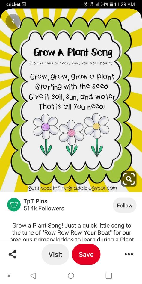 Plants And Gardening Preschool Theme Crafts, Plant Songs For Toddlers, Gardening Study Preschool Activities, Life Cycle Toddler Crafts, Preschool Spring Writing Activities, Montessori, Grow A Plant Song, Spring And Gardening Preschool, Garden Lessons For Preschool