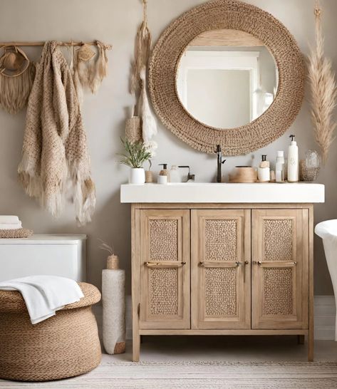 13 GORGEOUS Boho Bathroom Decor Ideas To Recreate! - hip&home Spiritual Bathroom, Small Coastal Bathroom Ideas, Boho Chic Bathroom Decor, Boho Bathroom Decor Ideas, Boho Chic Bathroom, Scandi Bathroom, Boho Bathroom Ideas, Coastal Bathroom Decor, Teen Bathrooms