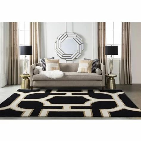 Transitional Rugs, Tan Rug, Bedroom Area Rug, Glam Decor, Beige Area Rug, Black Area Rugs, Neutral Rugs, Abstract Rug, Square Pillow Cover