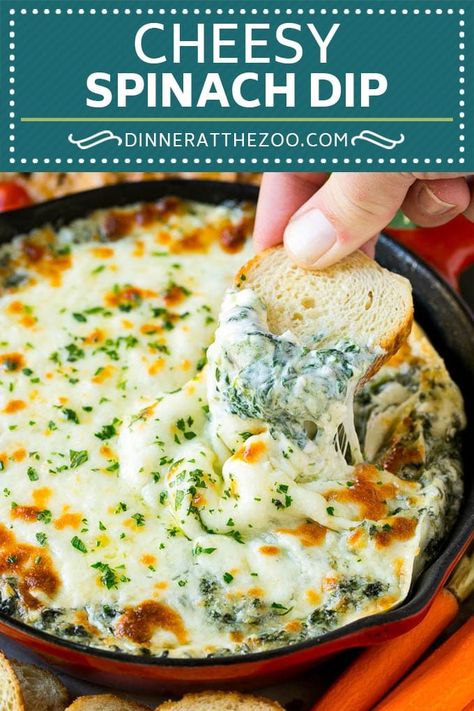 Hot Spinach Dip, Dip Recipes Hot, Creamy Spinach Dip, Spinach Dip Recipe, Cheese Appetizer, Spinach Cheese, Diner Recept, Dip Recipes Easy, Hot Dip