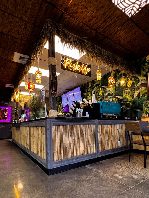 Turtle Bay Smoothie Co - Arlington Washington Tropical Smoothie Cafe Tropical Cafe Design, Tropical Bar Design, Smoothie Bar Design, Tropical Cafe, Cafe Plan, Tropical Smoothie Cafe, Juice Bar Design, Creative Restaurant, Tropical Outdoor