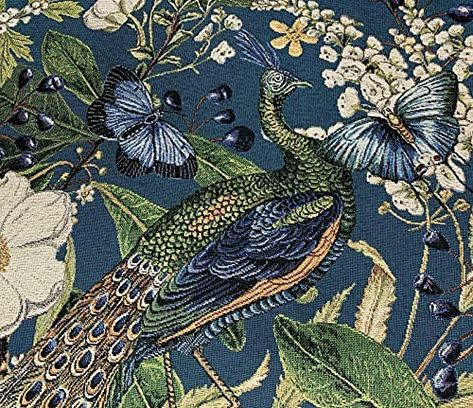 Tela, Botanical Tapestry, Peacock Fabric, Teal Butterfly, Green Luxury, Peacock Butterfly, Birds Pattern, Peacock Bird, Tapestry Fabric