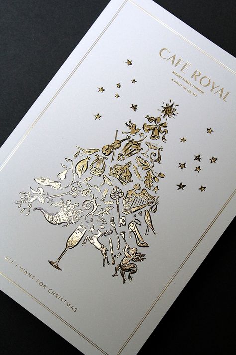 Hotel Cafe Royal Christmas Brochure on Behance Natal, Brochure Graphic Design, Christmas Signage, Hotel Illustration, Christmas Packaging Design, Christmas Menu Design, Cocktail Book Design, Christmas Brochure, Christmas Editorial