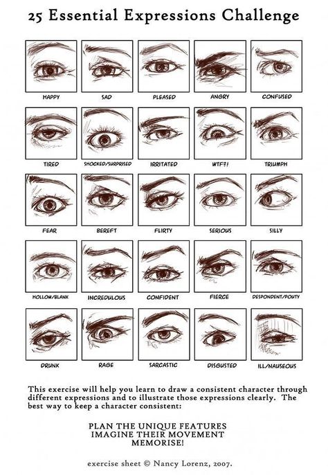 Expressions 25 Essential Expressions, Advanced Drawing, The Eye, Step By Step Instructions, Different Types, To Draw, Step By Step