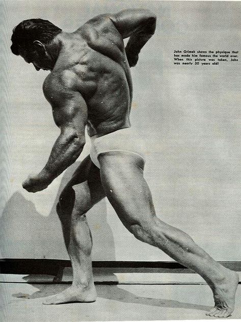 8.  John Grimek (at 50 years old) Silver Age Bodybuilding, John Grimek, Reg Park, Physique Inspiration, Mr Universe, Old Bodybuilder, Aesthetics Bodybuilding, Frank Zane, Steve Reeves