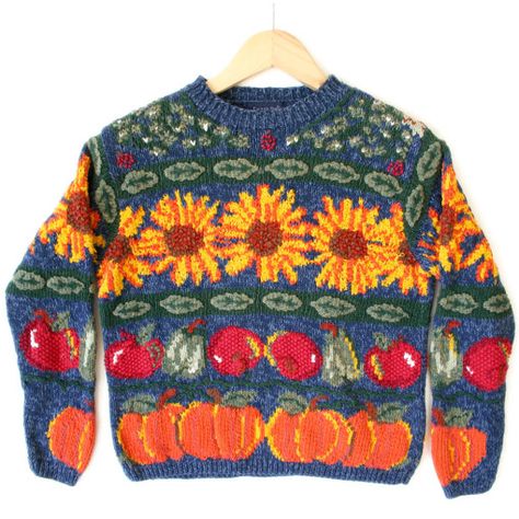 Fall Leaves Sweater, Vegetable Sweater, Quirky Sweaters, Silly Sweaters, Weird Sweaters, Funky Sweaters, Apple Sweater, Picture Sweater, Fun Sweaters
