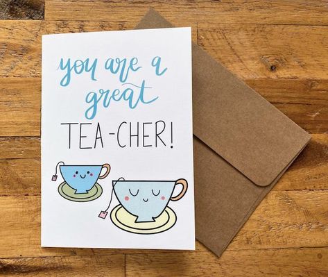 Homemade Teacher Appreciation Cards Diy, Diy Cards For Teachers, Valentines Text, Teachers Day Drawing, Teacher Puns, Teacher Birthday Card, Greeting Cards For Teachers, Clever Valentines, Cards For Teachers