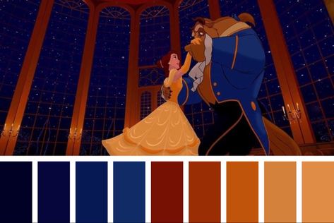 Color palette Beauty And The Beast Wedding Color Palette, Prom Colour Schemes, Snow White Color Palette, Beauty And The Beast Color Pallet, Prom Colors Schemes, 21 Dinner, Color In Film, Movie Color Palette, Beauty And The Beast Costume