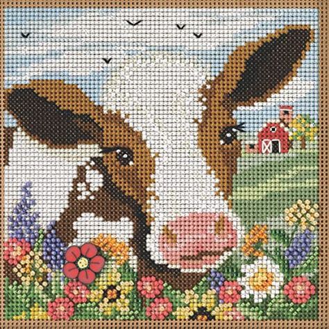 Mill Hill Spotted Cow Beaded Counted Cross Stitch Kit 2023 Buttons & Beads Autumn MH142321 Cow Cross Stitch Pattern, Cow Cross Stitch, Cross Stitch Cow, Cow Embroidery, Stitch Beads, Spotted Cow, Floral Christmas Tree, Cow Decor, Hand Embroidery Kits