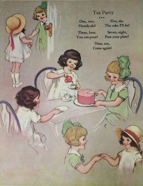 Nursery Illustration, 동화 삽화, Girls Tea Party, Tea Quotes, Cuppa Tea, Vintage Tea Party, Images Vintage, Tea Sandwiches, Photo Vintage