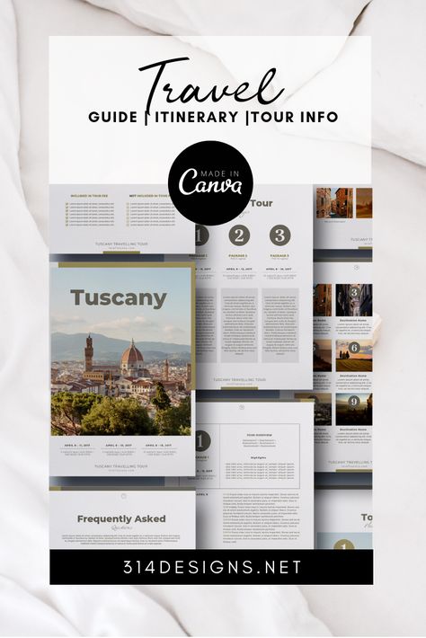 Canva eBook / Brochure Travel Guide Template for travel agencies, tourist companies, travel bloggers and guides.#everythingelse #graphicdesign #canvatemplate #canvaebook #canvabrochure #fullycustomizable #travelblog #itinerarytemplate #touristbrochure Logos, Travel Guide Book Design, Travel Guides Layout, Canva Ebook Template, Travel Guide Design, Typography Logo Inspiration, Canva Ebook, Strategic Plan, Canva Tips