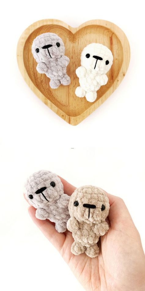 Amigurumi Patterns, Crochet No Sew Animals, Crochet Pocket Amigurumi, Amigurumi Free Pattern Sea Creatures, Free Mini Animal Crochet Patterns, No Sew Mini Amigurumi, Crochet Puppy Free Pattern, Pocket Crochet Pattern Free, Pocket Crochet Pattern