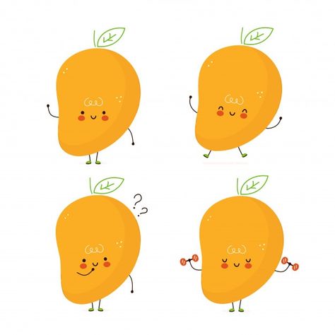 Cute Mango Fruit Drawing, Mango Fruit Drawing, Mango Doodle, Mango Foods, Mango Character, Mango Cartoon, Character Illustration Design, Fruit Doodle, Cartoon Character Illustration