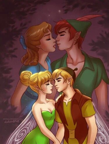 Wendy & Peter Pan, Tinkerbell & Terence FanArt Disney Couples, Tinkerbell And Terence, Wendy Peter Pan, Peter Pan Art, Tinkerbell And Friends, Peter Pan And Tinkerbell, Images Disney, Disney Fairies, Lilo Stitch