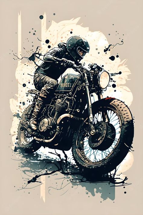 Premium Photo | Vintage motorcycle illustration Vintage Motorcycle Art Design, Ride Or Die Quotes, Motorbike Wallpaper, Biker Wallpaper, Motocycle Art, Motorbike Illustration, Ride Quotes, Art Moto, Vintage Motorcycle Art