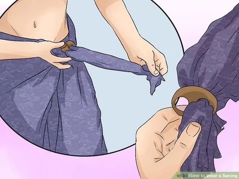 3 Ways to Wear a Sarong - wikiHow Ways To Tie Sarong, How To Wear A Sarong Tutorials, Sarong Dress Diy, How To Wear A Sarong, Sarong Tutorial, Ways To Wear A Sarong, Diy Sarong, Sarong Clip, How To Tie A Sarong