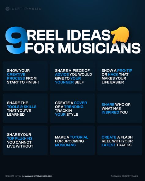 Music Marketing Ideas, Reel Making Ideas, Artist Management Music, Music Producing, Music Advertising, Music Basics, Music Theory Lessons, Music Tips, Social Media Content Planner