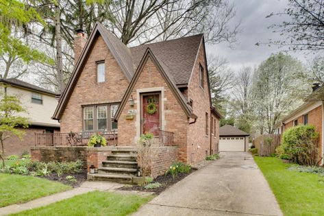 Old Rosedale Gardens Brick Tudor Brick Tudor Exterior, Brick Tudor Cottage, Small Tudor House, Brick Tudor House, Small Tudor Style Homes, Small Brick House, Brick Tudor, Brick Ranch Houses, Cottage House Exterior