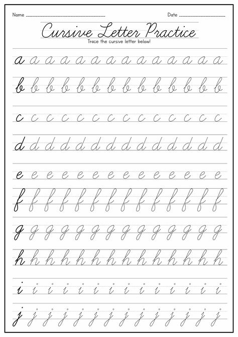 Cursive Handwriting Tracing Worksheets, Cursive Alphabet Tracing Sheet, Cursive Handwriting Templates, Practicing Cursive Writing, Tracing Cursive Alphabet Letters, Cursive Alphabet Worksheet, Cursive Handwriting Free Printable, Teach Cursive Handwriting Kids, Cursive Templates Handwriting Practice