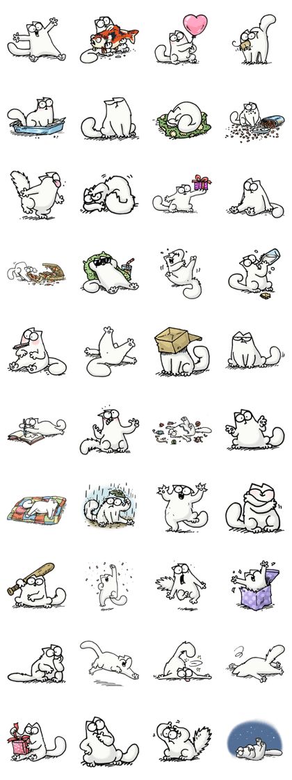 Simon's Cat official stickers. Add some CATitude to your chat with Simon's Cat! Sticker Line, Simons Cat, Cat Stamp, Cat Doodle, Cat Character, Line Sticker, Line Store, Grumpy Cat, Cat Stickers