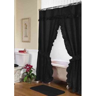 <strong>Carnation Home Fashions</strong> Lauren Dobby Double Swag Shower Curtain Jcpenney Curtains, Double Swag Shower Curtain, Shower Curtain With Valance, Double Shower Curtain, Luxury Shower Curtain, Gothic Bathroom, Bathroom Curtain Set, Ruffle Shower Curtains, Swag Curtains