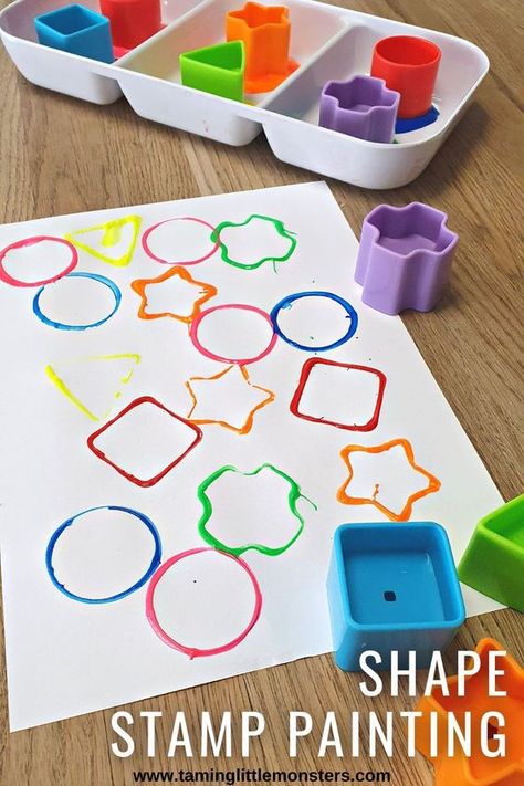 Colors And Shapes Toddler Activities, Shapes Activities Preschool Crafts, Shapes And Colors Activities Toddlers, Toddler Color Crafts, Toddler Summer Curriculum, Shapes Activity For Toddlers, Shape And Color Activities For Preschool, Learning Shapes For Toddlers, One Year Old Arts And Crafts