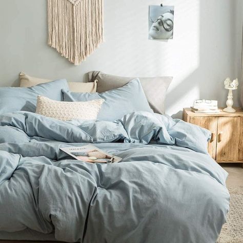 Blue Comforter Bedroom, Light Blue Comforter, Beige Duvet Covers, Unique Duvet Covers, Blue Bedding Sets, Blue Comforter, Blue Duvet, Blue Duvet Cover, Comfortable Bedroom