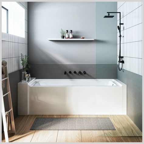 Soaking Tub Shower Combo, Small Bathroom With Tub, Bathroom Tub Shower Combo, Deep Bathtub, Bathtub Shower Combo, Bathroom Tub Shower, New House Bathroom, Modern Bathtub, House Bathrooms