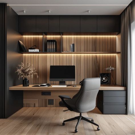 From Chaos to Calm: How to Design a Minimalist Office Garden Office Interior Ideas, Minimalist Office Ideas, Home Office Wall Shelves, Home Office Floating Desk, Scandinavian Interior Office, Small Study Room Ideas, Office Minimalist Design, Office In The Living Room, Japandi Office Design