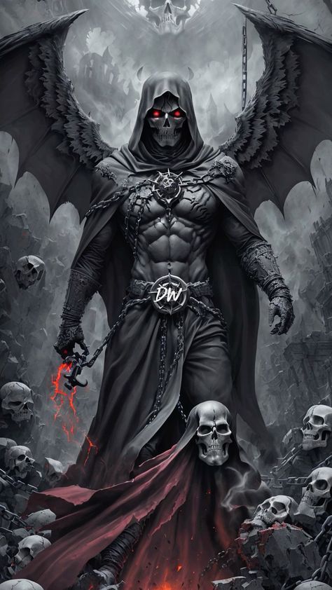 Grim Reaper Images, Demon Wallpaper, Donkey Funny, Reaper Drawing, Dark Fantasy Artwork, Grim Reaper Art, Fantasy Demon, Skull Art Drawing, Dark Art Photography