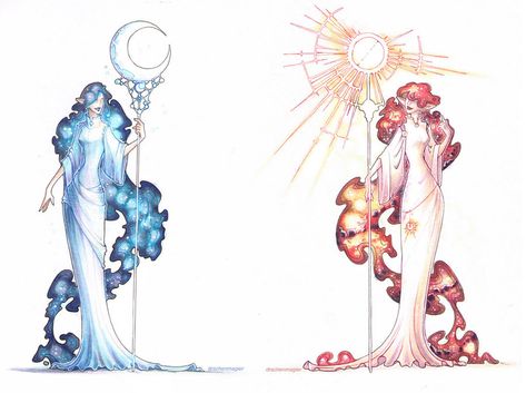 Moon Goddess, Moon Goddess Art, Moon And Sun, Moon Drawing, Goddess Art, Fashion Design Drawings, Sun And Moon, Cartoon Art Styles, Fantasy Character Design