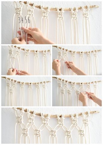 Super Easy Step-by-Step DIY Macrame Wall Hanging Tutorial - with photos and video instructions! Suitable for beginners! Diy Macrame Wall Hanging Tutorials, Simple Macrame Wall Hanging, Diy Macrame Wall Hanging, Simpul Makrame, Hantverk Diy, Pola Macrame, Diy Dekor, Tutorial Macramé, Macrame Wall Hanging Tutorial