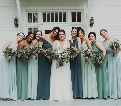 Shades of green bridesmaids dresses Different Hues Bridesmaid Dresses, Green Bridemades Dress, Bluish Green Bridesmaid Dresses, Bridesmaid Dresses In Different Shades Of Green, Bridesmaid Dresses Enchanted Forest, Mixed Matched Green Bridesmaid Dresses, Ombre Bridesmaid Dresses Green, Bridesmaid Dresses In Different Shades, Bridesmaid Dresses Ombre Shades