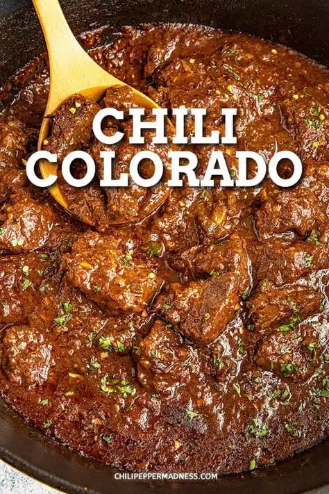 Chili Colorado Enchiladas, Pork Chile Colorado Recipe, Pork Chili Rojo Recipes, Chile Colorado Recipe Chicken, Chill Colorado Recipes, Dark Chili Recipe, Slow Cooker Chile Colorado, New Mexican Chili Recipe, Mexican Red Chili Shredded Beef