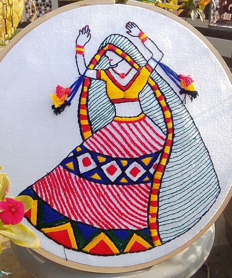 Rajasthani folk dance #wall decor Gmail: nehakarn9950@gmail.com Mandalas, Rajasthani Embroidery Motifs, Rajasthani Designs Patterns, Navratri Embroidery Designs, Bharat Work, Rajasthani Folk Dance, Rajasthani Embroidery, Embroidery People, Twine Crafts