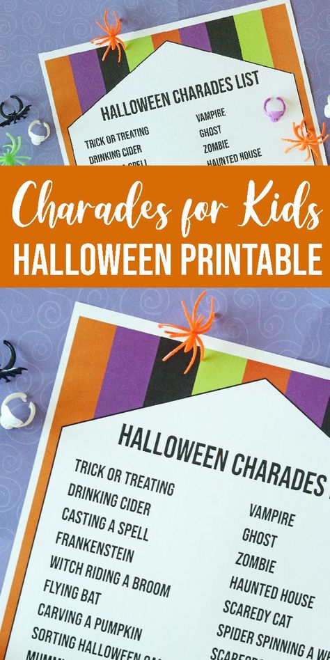 Free Printable Halloween Games, Halloween Charades, Printable Halloween Games, Easy Halloween Games, Neighborhood Activities, Charades For Kids, Virtual Team Building, Halloween Phrases, Fun Halloween Games