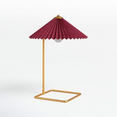 The Dermott table lamp has a steel body and a polyester shade. This lamp has a deco glam design that fits in any bedroom, desk, or foyer. | Joss & Main Dermott Table Lamp Red & Gold Metal / Fabric in Red / Yellow | 19.1 H x 13.8 W x 13.8 D in | Wayfair Glam Design, Gimme Shelter, Red Table Lamp, Apartment Items, Metal Fabric, Bedroom Desk, Gold Table Lamp, Fixture Table, Pretty Decor