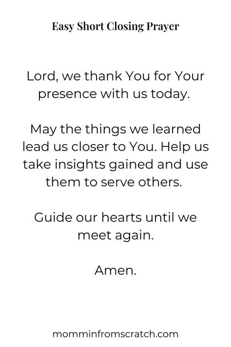 Need a short closing prayer for class? I've got you! See the post for more class prayers! Short Prayer For Class, Everyday Short Prayers, Prayers For Groups Meeting, Closing Bible Study Prayers, Short Powerful Prayers, English Prayer For School, Short Prayers For School, Short Prayers For The Day, Prayer For Bible Study Opening
