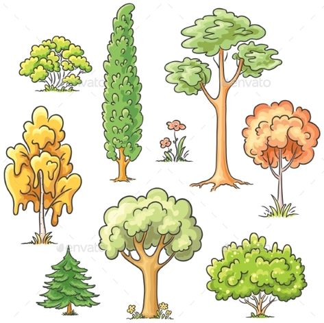 Tree Drawing Simple, Trees Clipart, Tree Doodle, Cartoon Trees, Graphisches Design, Tree Clipart, Autumn Tree, Tree Images, Seni Cat Air